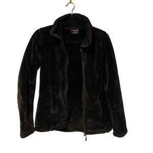 32 Degree Heat size small black soft fluffy zip jacket with wide collar and pock